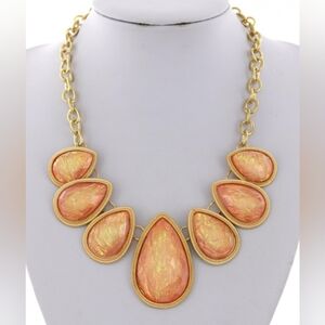 Coral and gold clip on necklace set
